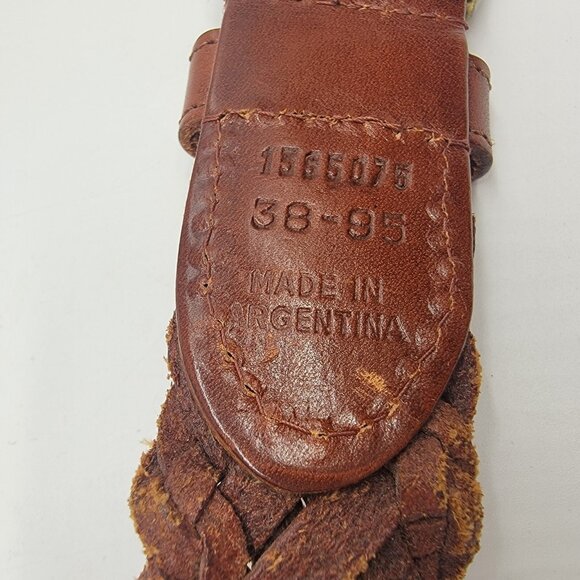 Vintage‎ Brown Braided  100% Genuine Leather Belt Y2K Argentina - Picture 4 of 7